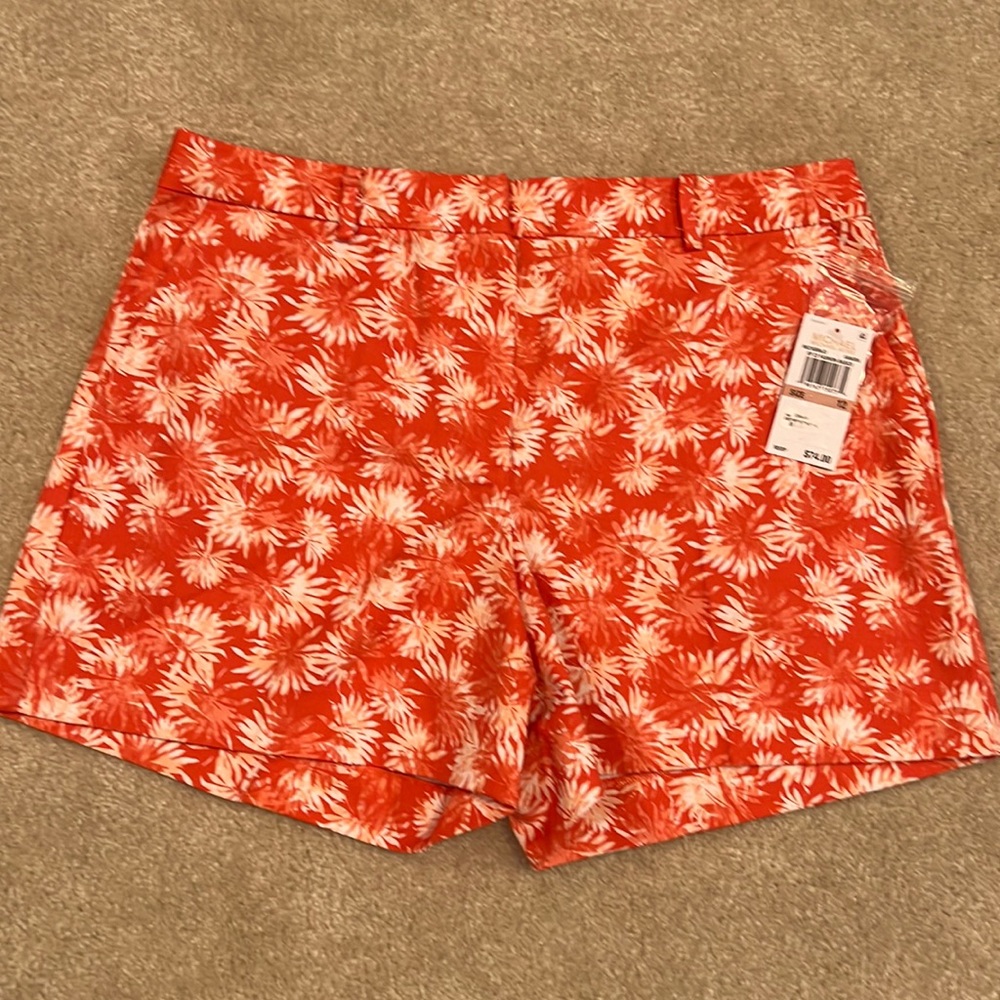 Michael Kors Sangria Short. Size 12 NWT floral orange and white